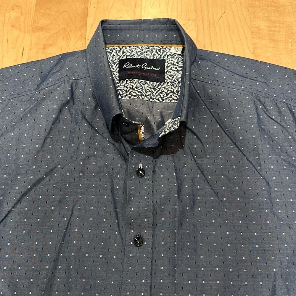 Robert Graham Charcoal Blue Microdot Button-Down Shirt